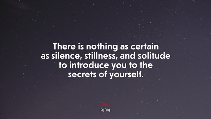 There is nothing as certain as silence, stillness, and solitude to introduce you to the secrets of yourself. | Guy Finley quote