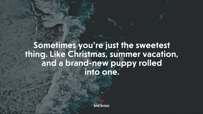 Sometimes you’re just the sweetest thing. Like Christmas, summer vacation, and a brand-new puppy rolled into one. | Haruki Murakami quote