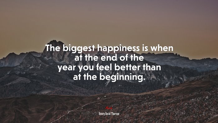 The biggest happiness is when at the end of the year you feel better than at the beginning. | Henry David Thoreau quote