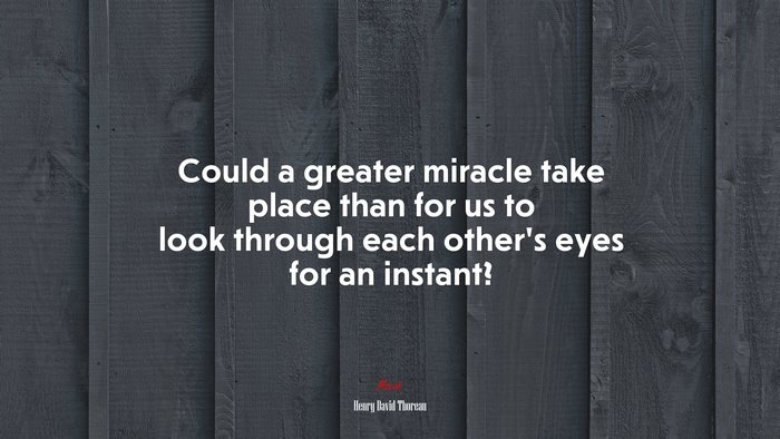 Could a greater miracle take place than for us to look through each other’s eyes for an instant? | Henry David Thoreau quote