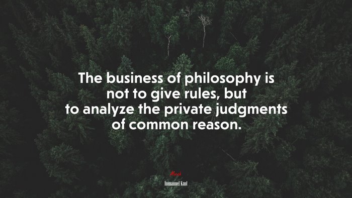 The business of philosophy is not to give rules, but to analyze the private judgments of common reason. | Immanuel Kant quote