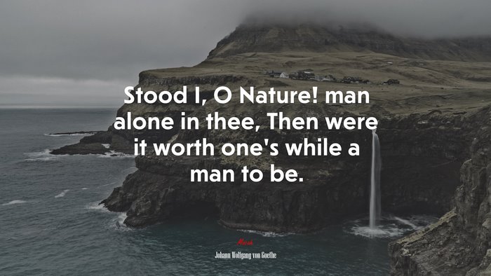 Stood I, O Nature! man alone in thee, Then were it worth one’s while a man to be. | Johann Wolfgang von Goethe quote