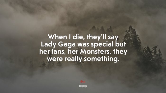 When I die, they’ll say Lady Gaga was special but her fans, her Monsters, they were really something. | Lady Gaga quote
