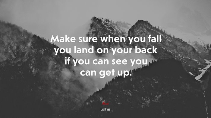 Make sure when you fall you land on your back if you can see you can get up. | Les Brown quote