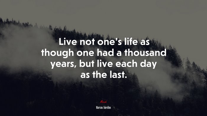 Live not one’s life as though one had a thousand years, but live each day as the last. | Marcus Aurelius quote