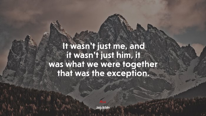 It wasn’t just me, and it wasn’t just him, it was what we were together that was the exception. | Jamie McGuire quote