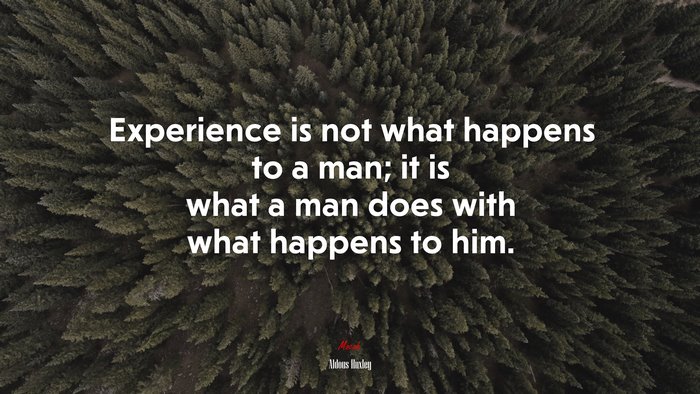 Experience is not what happens to a man; it is what a man does with what happens to him. | Aldous Huxley quote