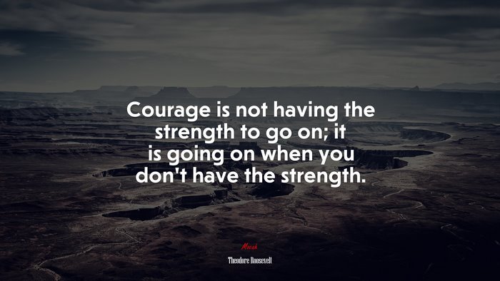 Courage is not having the strength to go on; it is going on when you don’t have the strength. | Theodore Roosevelt quote