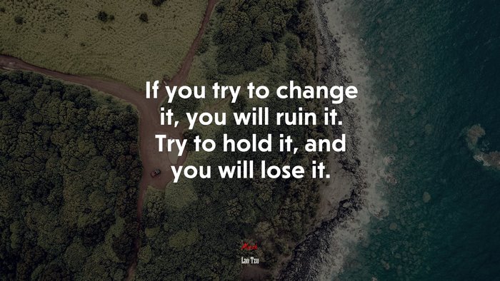 If you try to change it, you will ruin it. Try to hold it, and you will lose it. | Lao Tzu quote