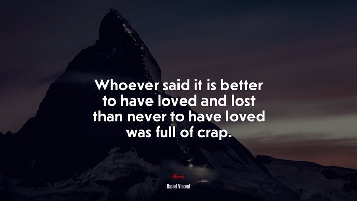 Whoever said it is better to have loved and lost than never to have loved was full of crap. | Rachel Vincent quote