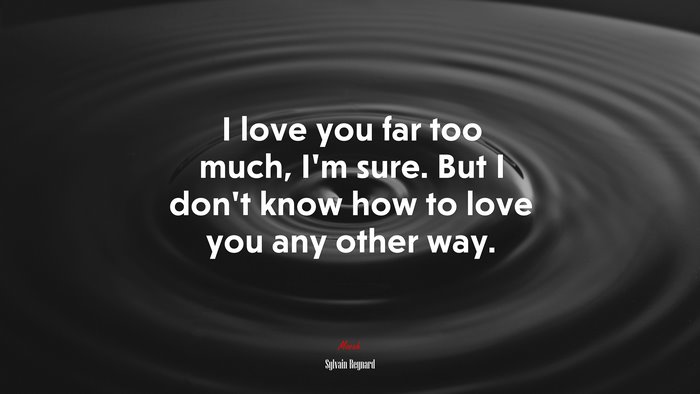 I love you far too much, I’m sure. But I don’t know how to love you any other way. | Sylvain Reynard quote