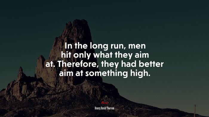 In the long run, men hit only what they aim at. Therefore, they had better aim at something high. | Henry David Thoreau quote
