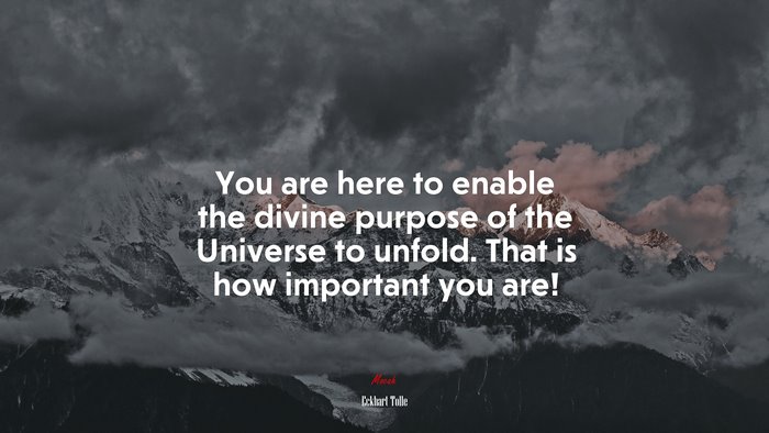 You are here to enable the divine purpose of the Universe to unfold. That is how important you are! | Eckhart Tolle quote