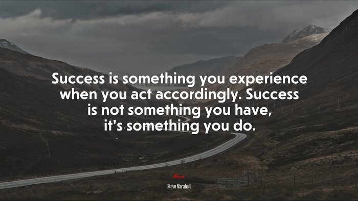 Success is something you experience when you act accordingly. Success is not something you have, it’s something you do. | Steve Maraboli quote