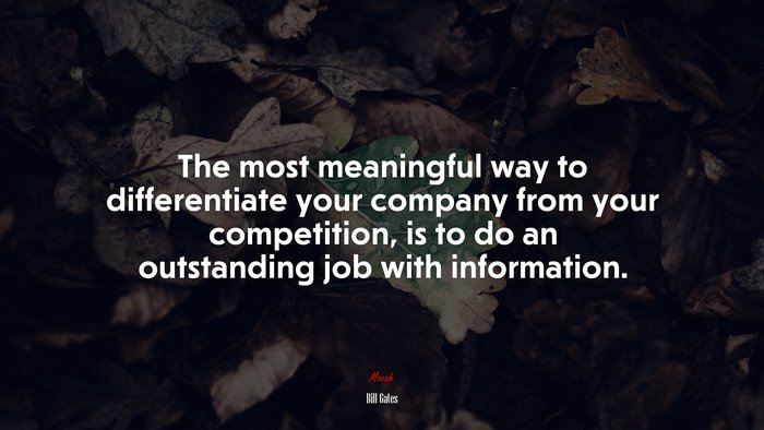 The most meaningful way to differentiate your company from your competition, is to do an outstanding job with information. | Bill Gates quote