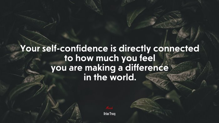 Your self-confidence is directly connected to how much you feel you are making a difference in the world. | Brian Tracy quote