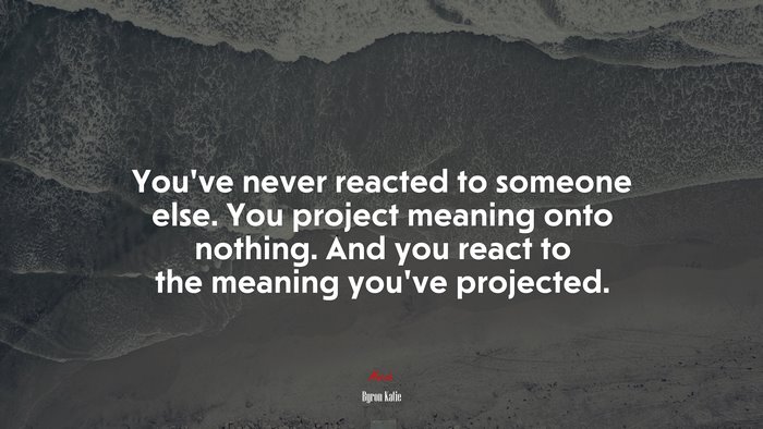You’ve never reacted to someone else. You project meaning onto nothing. And you react to the meaning you’ve projected. | Byron Katie quote