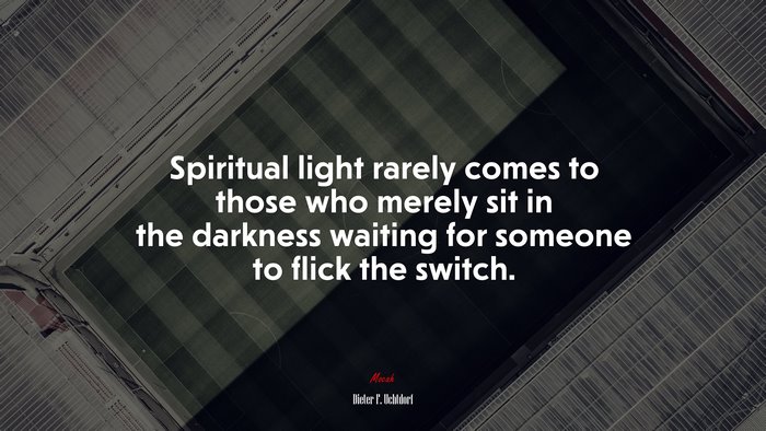 Spiritual light rarely comes to those who merely sit in the darkness waiting for someone to flick the switch. | Dieter F. Uchtdorf quote