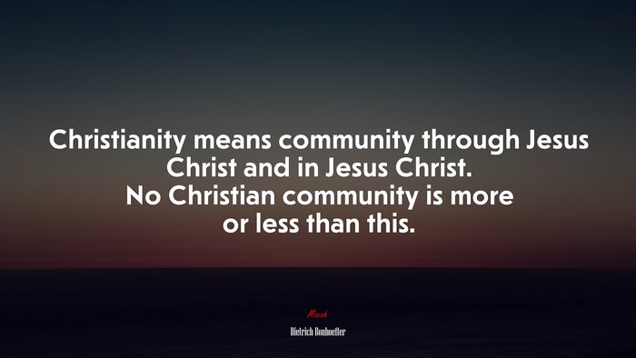 Christianity means community through Jesus Christ and in Jesus Christ. No Christian community is more or less than this. | Dietrich Bonhoeffer quote