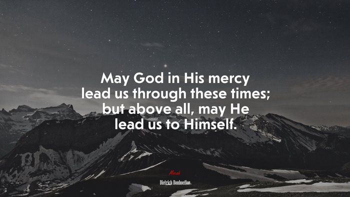 May God in His mercy lead us through these times; but above all, may He lead us to Himself. | Dietrich Bonhoeffer quote