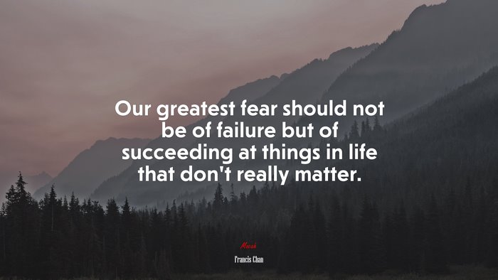Our greatest fear should not be of failure but of succeeding at things in life that don’t really matter. | Francis Chan quote