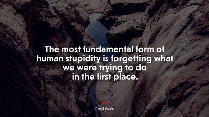 The most fundamental form of human stupidity is forgetting what we were trying to do in the first place. | Friedrich Nietzsche quote