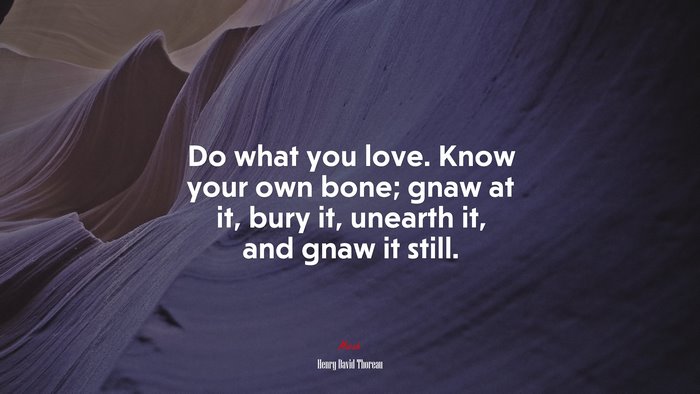 Do what you love. Know your own bone; gnaw at it, bury it, unearth it, and gnaw it still. | Henry David Thoreau quote