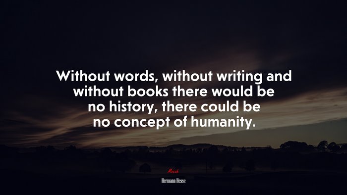 Without words, without writing and without books there would be no history, there could be no concept of humanity. | Hermann Hesse quote