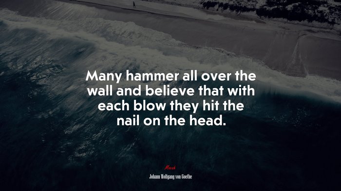 Many hammer all over the wall and believe that with each blow they hit the nail on the head. | Johann Wolfgang von Goethe quote