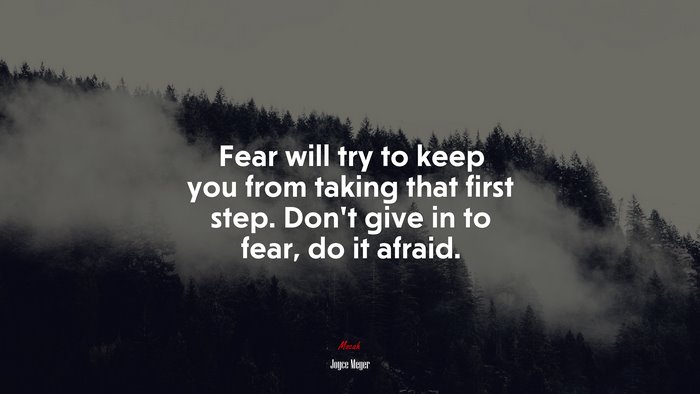 Fear will try to keep you from taking that first step. Don’t give in to fear, do it afraid. | Joyce Meyer quote