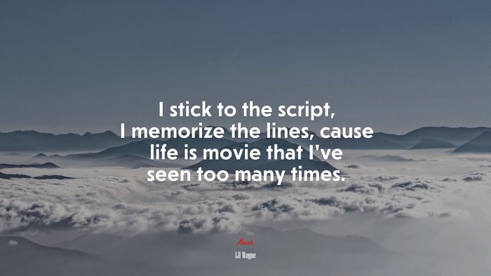 I stick to the script, I memorize the lines, cause life is movie that I’ve seen too many times. | Lil Wayne quote