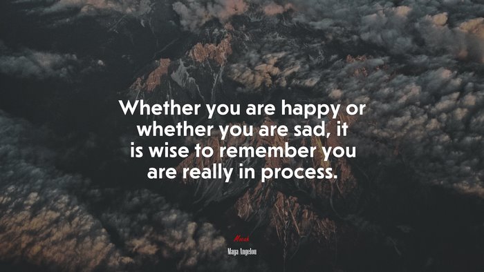 Whether you are happy or whether you are sad, it is wise to remember you are really in process. | Maya Angelou quote