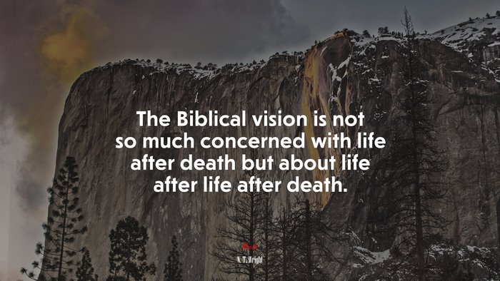 The Biblical vision is not so much concerned with life after death but about life after life after death. | N. T. Wright quote