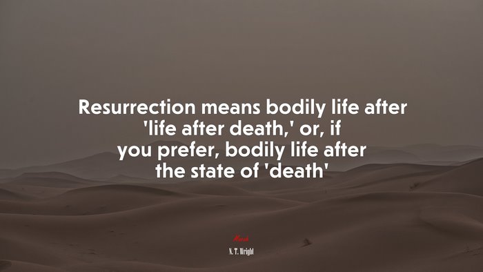 Resurrection means bodily life after ‘life after death,’ or, if you prefer, bodily life after the state of ‘death’ | N. T. Wright quote