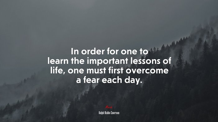 In order for one to learn the important lessons of life, one must first overcome a fear each day. | Ralph Waldo Emerson quote