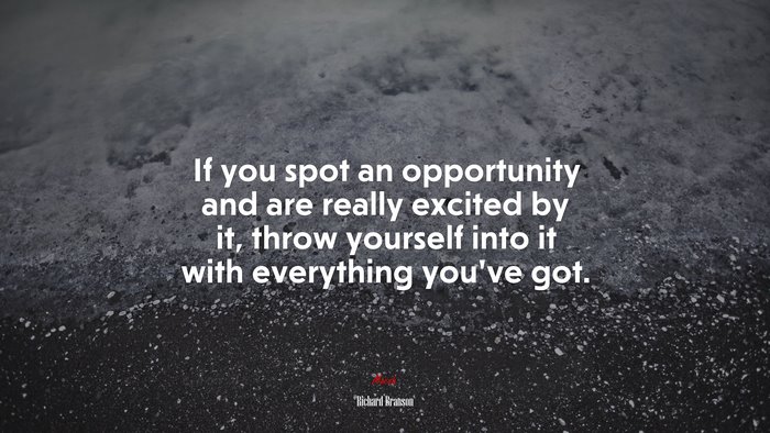 If you spot an opportunity and are really excited by it, throw yourself into it with everything you’ve got. | Richard Branson quote