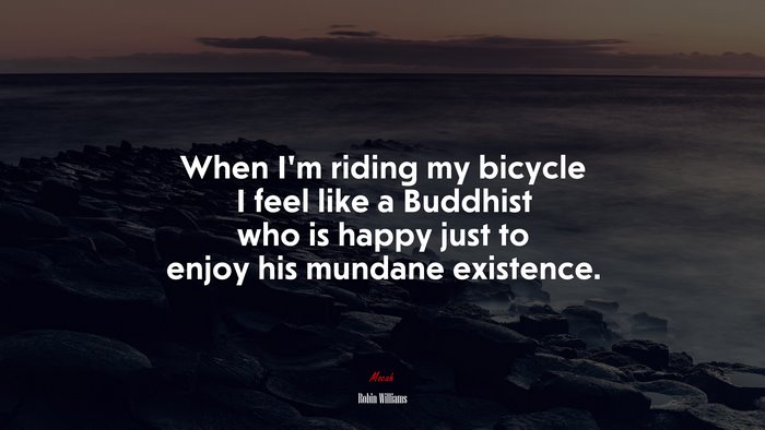 When I’m riding my bicycle I feel like a Buddhist who is happy just to enjoy his mundane existence. | Robin Williams quote