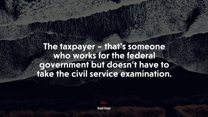 The taxpayer – that’s someone who works for the federal government but doesn’t have to take the civil service examination. | Ronald Reagan quote
