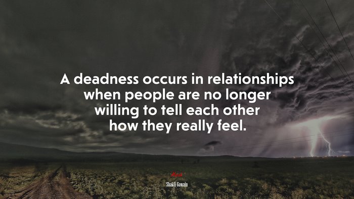 A deadness occurs in relationships when people are no longer willing to tell each other how they really feel. | Shakti Gawain quote
