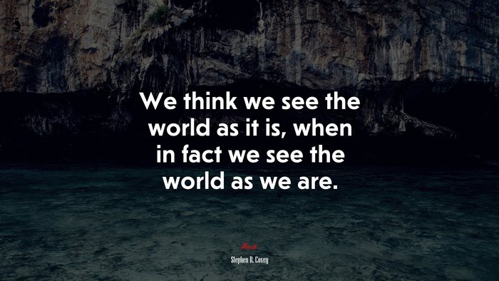 We think we see the world as it is, when in fact we see the world as we are. | Stephen R. Covey quote