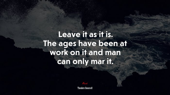 Leave it as it is. The ages have been at work on it and man can only mar it. | Theodore Roosevelt quote