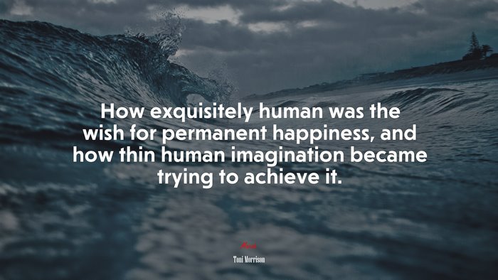 How exquisitely human was the wish for permanent happiness, and how thin human imagination became trying to achieve it. | Toni Morrison quote