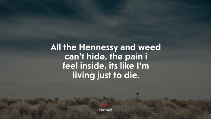 All the Hennessy and weed can’t hide, the pain i feel inside, its like I’m living just to die. | Tupac Shakur quote