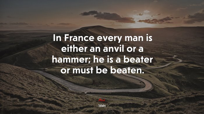 In France every man is either an anvil or a hammer; he is a beater or must be beaten. | Voltaire quote