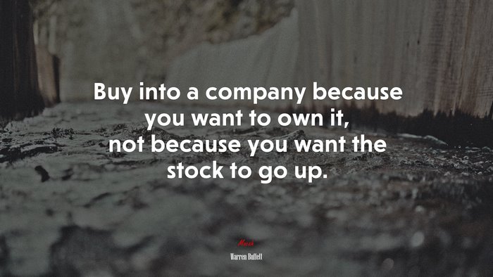 Buy into a company because you want to own it, not because you want the stock to go up. | Warren Buffett quote