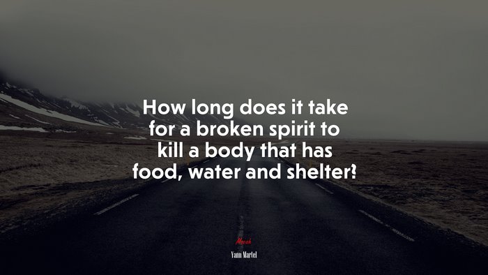 How long does it take for a broken spirit to kill a body that has food, water and shelter? | Yann Martel quote