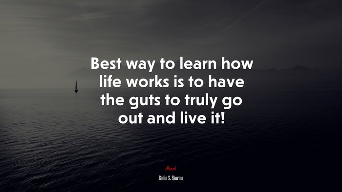 Best way to learn how life works is to have the guts to truly go out and live it! | Robin S. Sharma quote