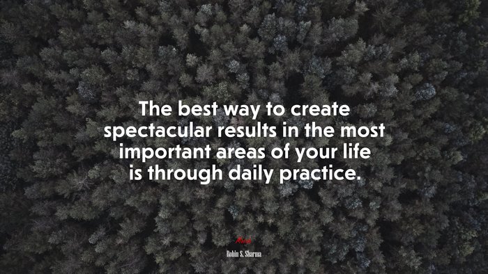 The best way to create spectacular results in the most important areas of your life is through daily practice. | Robin S. Sharma quote