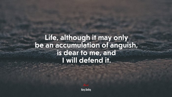 Life, although it may only be an accumulation of anguish, is dear to me, and I will defend it. | Mary Shelley quote