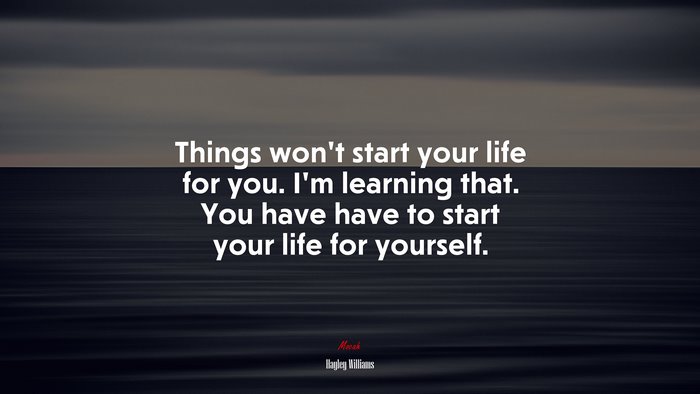 Things won’t start your life for you. I’m learning that. You have have to start your life for yourself. | Hayley Williams quote